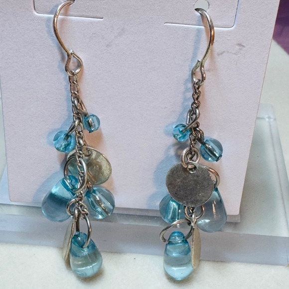 Light Blue And Silver Tone Dangle Earrings - Picture 1 of 3